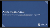 Aegis CRM Acknowledgements video